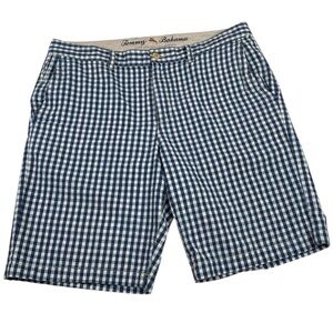 Tommy Bahama Seersucker Blue White Checkered Gingham Shorts 36